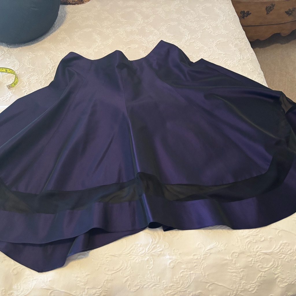 Elegant Armani Purple Skirt With Black Sheer Detailing. Beautiful Drape.